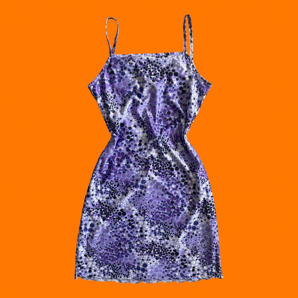 90's vintage purple polka dot bodycon mini dress SMALL california concepts